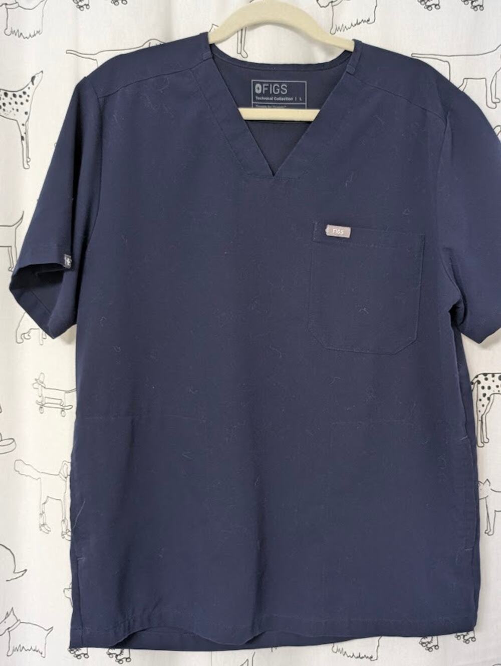 Figs Technical Collection Chisec 3 Pockets Navy Scrub Top Mens Size L TM3000